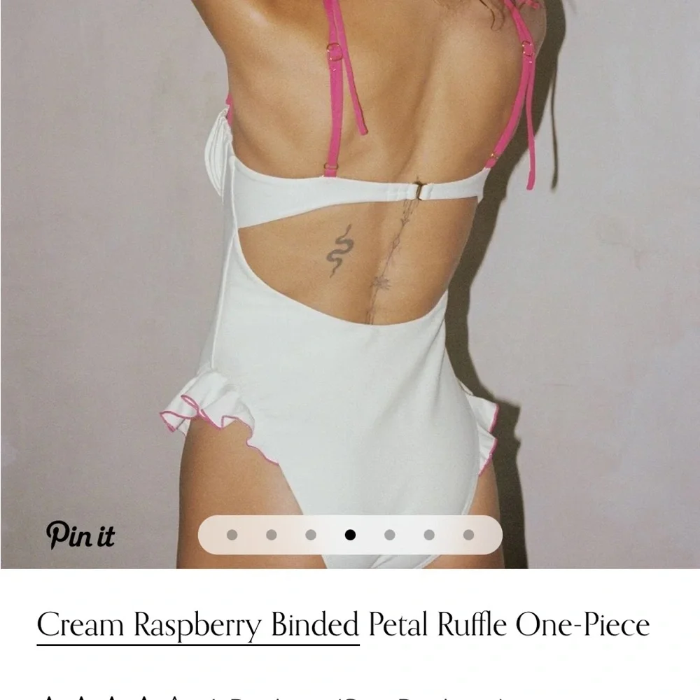 Montce Cream and Raspberry Ruffle One-Piece - Picture 3 of 10